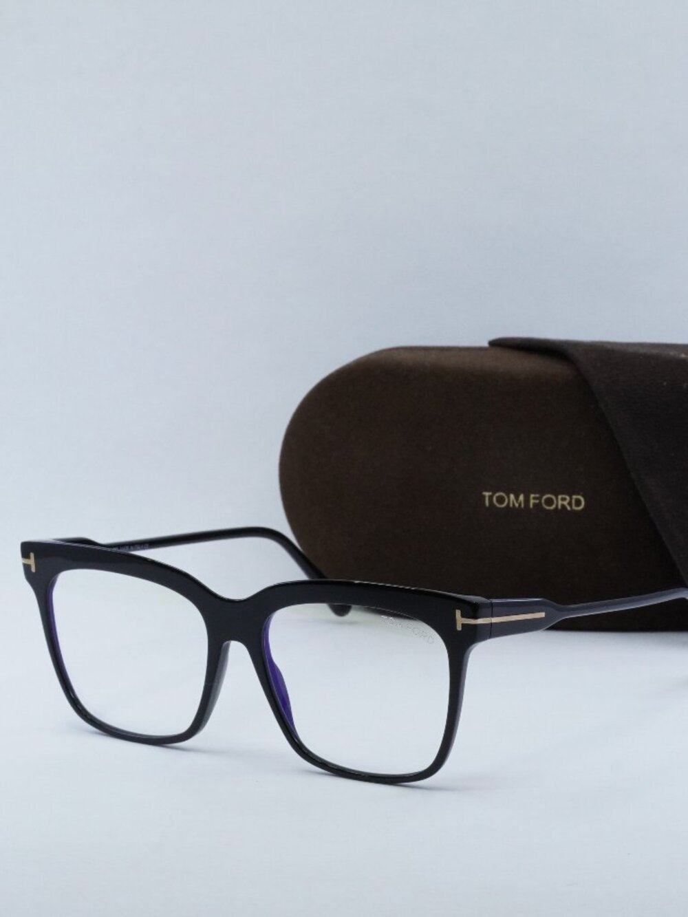 Tom Ford FT5768-B 001 Square Eyeglasses 54mm - Black/Clear Blue Light Block